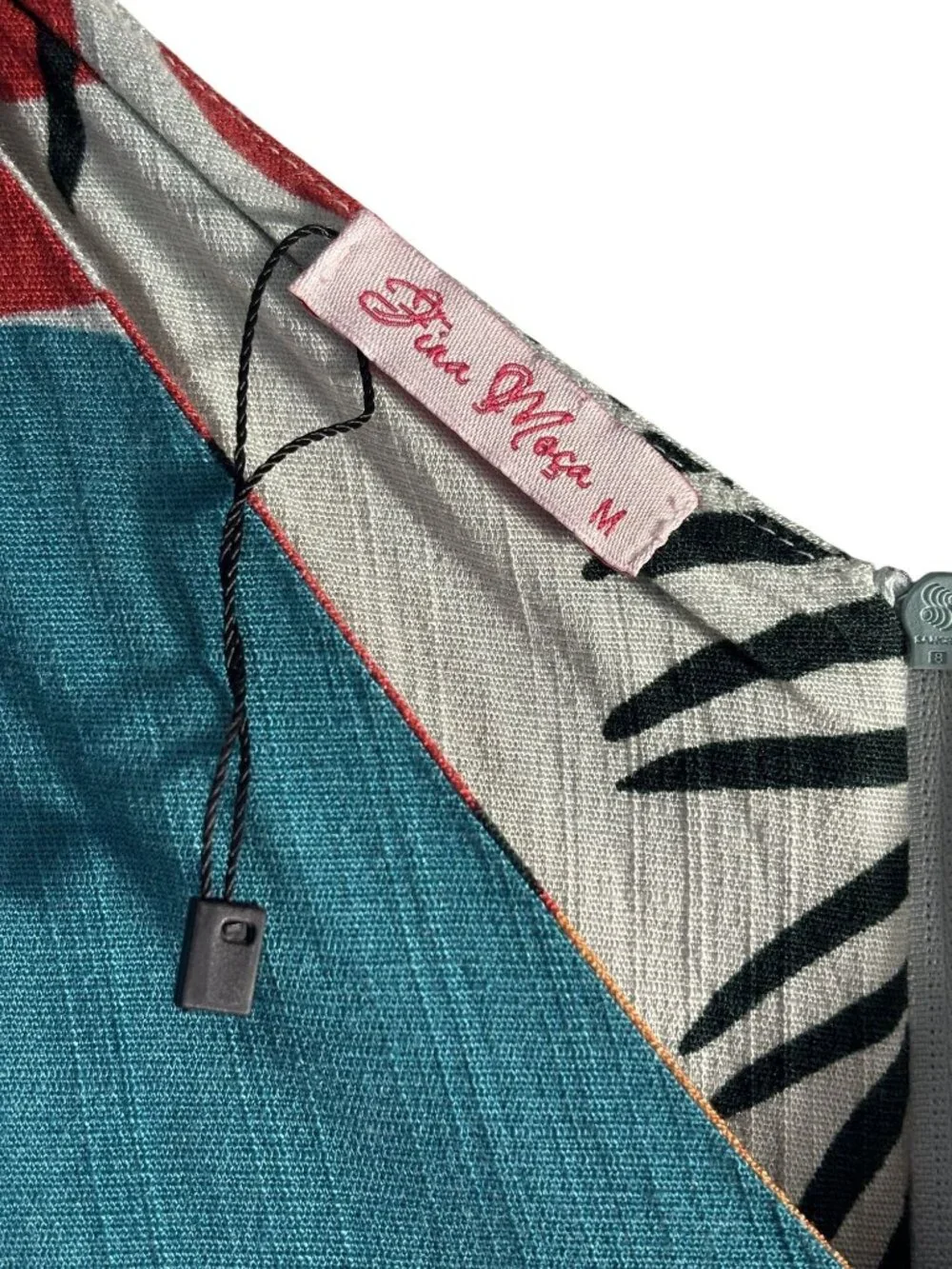 Bohemian Maxi Dress With Short Sleeves & V-Neckline Vibrant Multicolor Size M - Picture 12 of 13